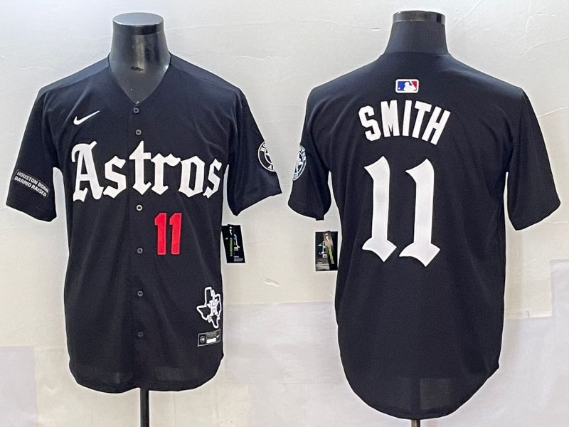 Men 2025 Houston Astros #11 Smith Black Five generations Joint Name Nike MLB Jersey style 37->houston astros->MLB Jersey